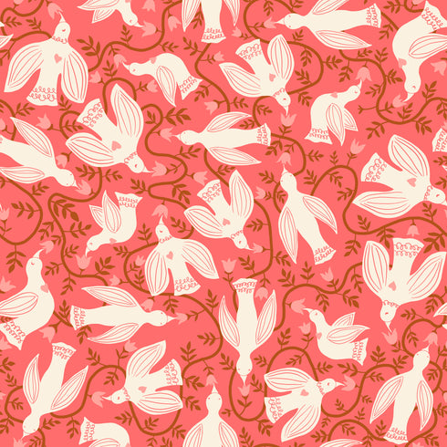 CANVAS Endpaper Hummingbirds in Strawberry - Ruby Star Society Sold by the Yard